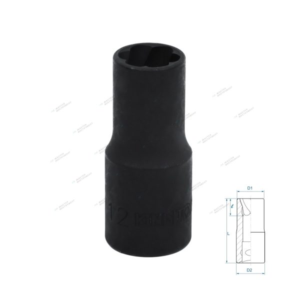 Головка для поврежденного крепежа 1/2"", 12 мм KING TONY 9TD403-12M