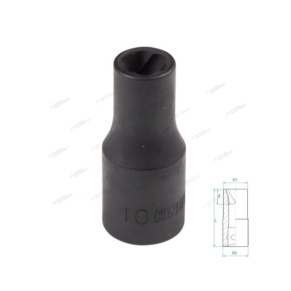 Головка для поврежденного крепежа 1/2"", 10 мм KING TONY 9TD403-10M