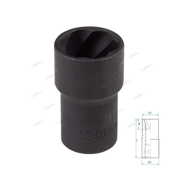 Головка для поврежденного крепежа 1/2"", 22 мм KING TONY 9TD403-22M