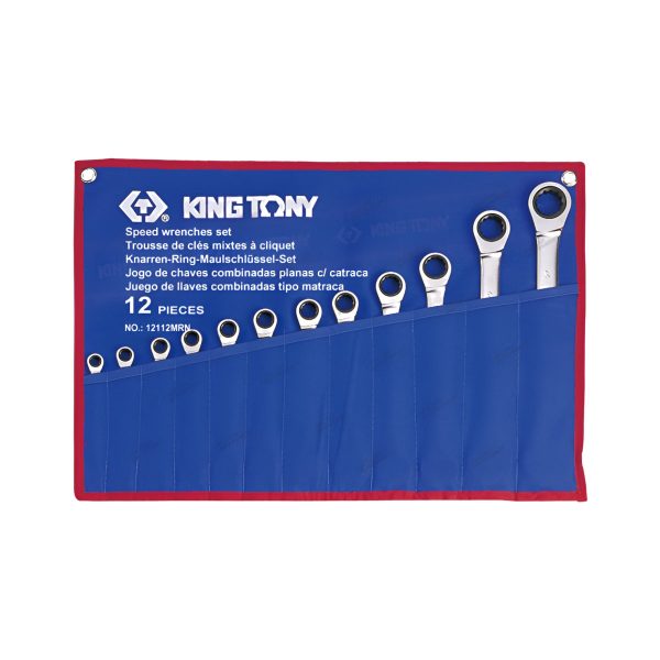Набор комбинированных трещоточных ключей, 12 предметов KING TONY king tony 12112mrn