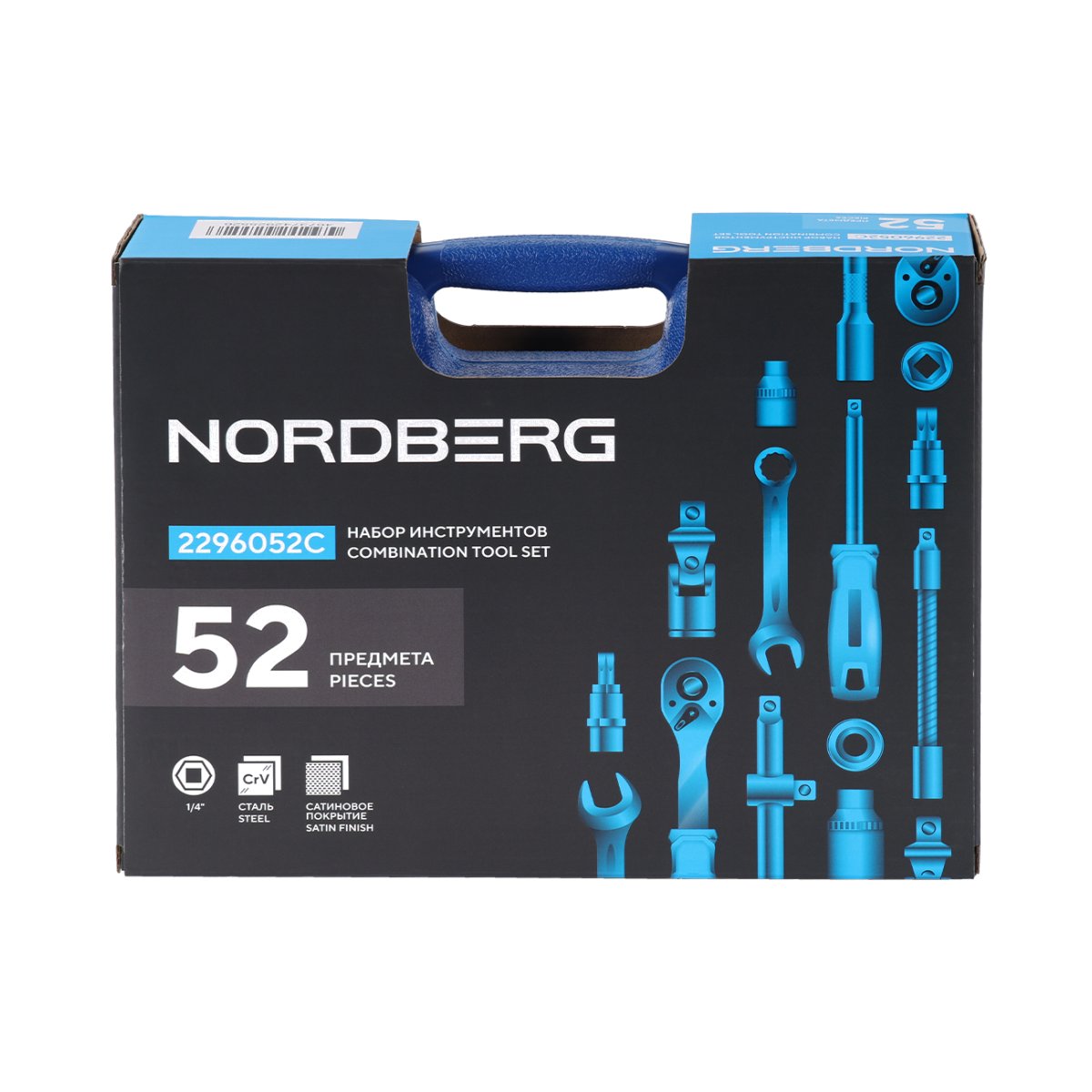 Набор инструментов, 52 предмета, 1/4" NORDBERG 2296052C