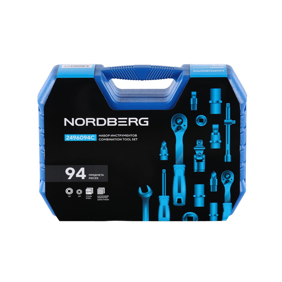 Набор инструментов, 94 предмета, 1/2", 1/4" NORDBERG 2496094C