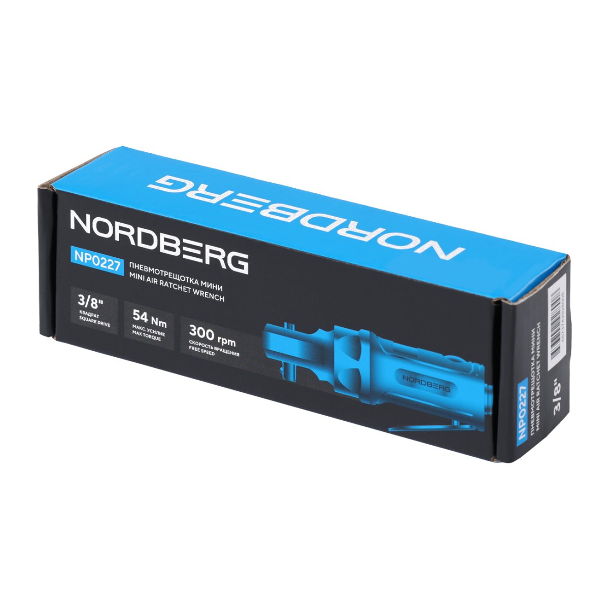 Пневмогайковерт угловой (пневмотрещотка мини) 3/8", 54 Нм NORDBERG NP0227